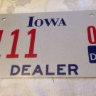 2008 Iowa car Dealer license plate Dealership Auto #D 111 066 Ford Chevrolet GM