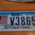 Iowa Veteran license plate Vet US Flag Patriot Military Navy Army Air Force War