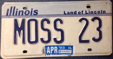 IL vanity Randy MOSS 23 Touchdown Record license plate NFL Football Patriots