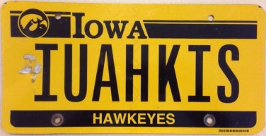 Vanity I YOU ARE HAWKEYES license plate NCAA University Iowa Basketball UI