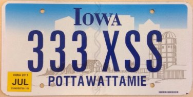 Iowa vanity EXCESS Triple 3 Three license plate repeating number #3 Chevrolet SS