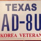 Texas Korean war Veteran license plate Vet Military army Navy Air Force Korea