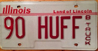 Illinois vanity 90 HUFF license plate Huffman Huffy Puff truck smoke train 1990