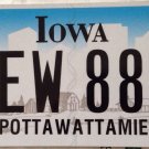 Iowa Triple Digit 8 License Plate Indian tribe #AEW 888 Eight repeating number