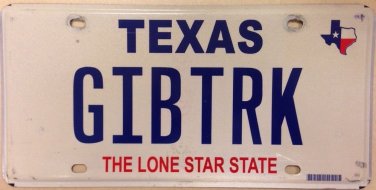 Texas vanity GIB TRucK license plate SUV Chevrolet Ford GM Gibson Gilbert Gibby
