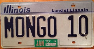 Illinois vanity MONGO license plate Planet Shrek Disney Language Congo Wrestler