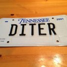 Tennessee vanity DITER Dieter license plate Ditter Diters Ditters Dit Errata