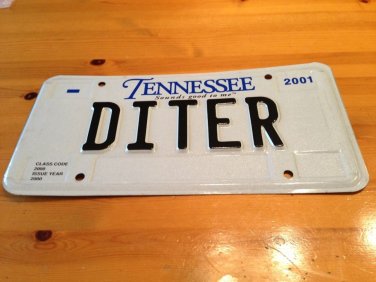 Tennessee vanity DITER Dieter license plate Ditter Diters Ditters Dit Errata