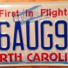 North Carolina vanity 16 AUGust 1999 license Plate Date 8/16/1999 16/8/99