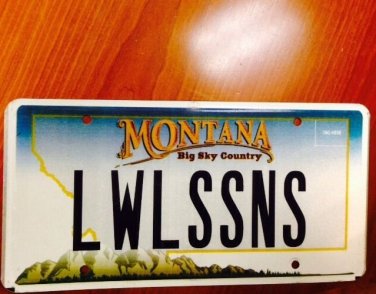 Montana vanity LaW LeSSoNS license plate Lawless Sons Lawyer School Attorney