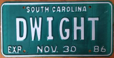 South Carolina vanity DWIGHT license Plate Eisenhower Gooden USA President US