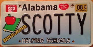 Alabama Educator vanity SCOTTY license plate Scottie Scotland Scottish Scotsman