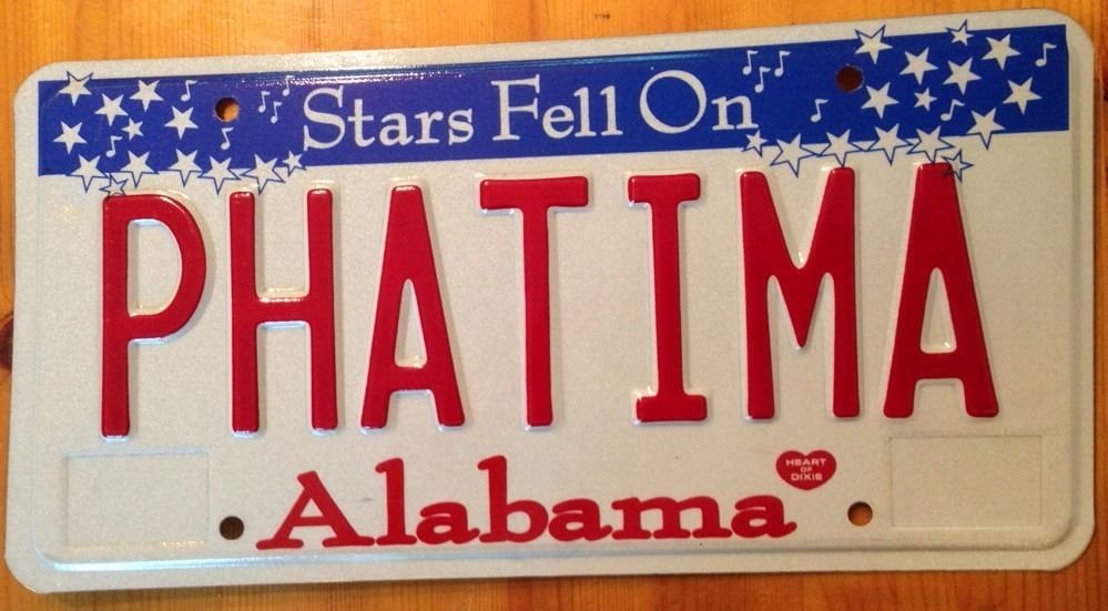 Alabama Vanity Phatima Fatima License Plate Fatma Fateema Fatimah Fatmah Arabic 