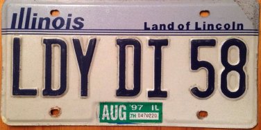 Illinois vanity LaDY DI 58 license plate Diana Princess 1958