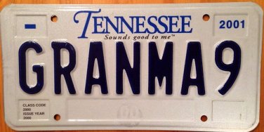 Tennessee vanity GRANMA 9 license plate Grandmother Nana Grandma Granny
