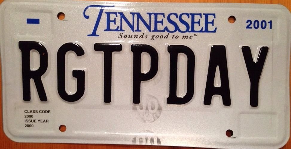 Tennessee vanity ReGular TYPical DAY license plate Nothing Special Time