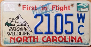 North Carolina Endangered Wildlife optional license plate Wild Bird Cardinal