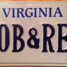 Virginia vanity ROB & REE license plate Robert Bob Biby Robby Bobby