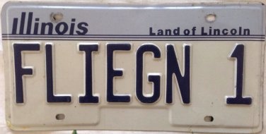 ILLINOIS vanity FLI Fly EGN Again license plate Pilot Plane Aircraft Aviation