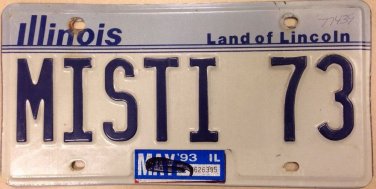 ILLINOIS vanity MISTI Misty 1973 license plate Mistie Mysti May Beach Volleyball