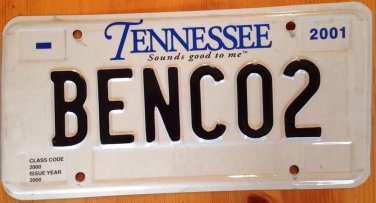 Tennessee vanity BEN CO 2 license plate Benjamin Benco Dental Benedict Benoit