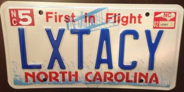 North CAROLINA vanity LeXus Extacy  license plate Luxury Sports Car Drug Toyota
