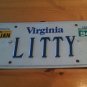 Virginia vanity LITTY license plate Little Littie Litta Letty Lotty Small Size