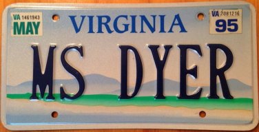 Virginia optional vanity MiSs DYER license plate Color Textile Dry Cleaner Cloth