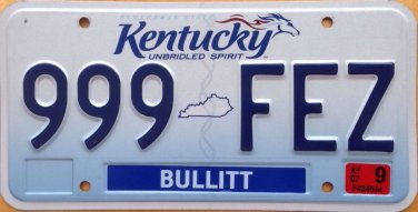 Kentucky Triple Digit 9 license plate Repeating Number 999 Zero Escape Nintendo
