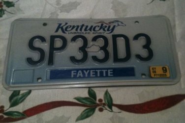 Kentucky vanity SPEED 3 license plate Fast Sports Muscle Car Porsche Ferrari