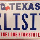 Texas vanity XLISIT license plate Size  illicit sex drug illegal legal alcohol
