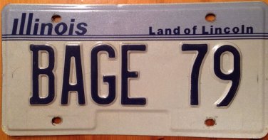IL vanity BAGE Badge 79 license plate 1979 Police State strooper government