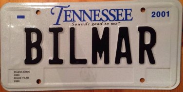 Tennessee vanity BILMAR Belmar license plate Beach Resort New Jersey Shore