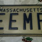 Massachusetts vanity E EMR license plate eric erin emily ernest ely Medical