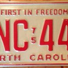 Vintage 1977 NORTH CAROLINA First In Freedom license plate NC #FNC 445 YOM 1975