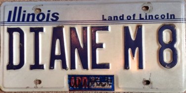 Illinois vanity DIANE M 8 license plate BMW Beamer sports car auto Didi Dee Dede