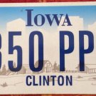 Iowa Clinton County License Plate Dewitt Bill Hillary USA President PPH 350 Pat