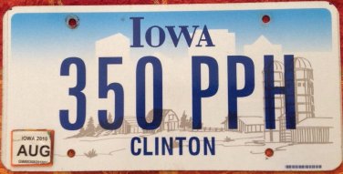 Iowa Clinton County License Plate Dewitt Bill Hillary USA President PPH 350 Pat