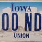 Iowa Union county blue letter License Plate #NDN 000 Triple 0 Zero USA Graphic