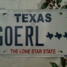 Texas vanity GO EaRL license plate  Name TX Map Erl Earle Earland Earlie Eorl