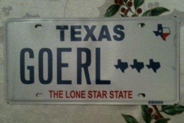 Texas vanity GO EaRL license plate  Name TX Map Erl Earle Earland Earlie Eorl