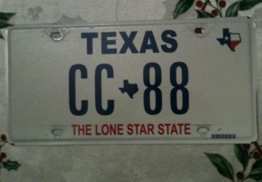 Texas vanity CC 88 license plate Star Wars Frito Clone Fiction Chris Carl Cindy