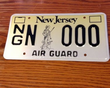 New Jersey Air national Guard license plate sample military Force Pilot Plane NJ