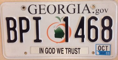IN GOD WE TRUST #BPI Peach license Plate Faith Christ Jesus Catholic Religion