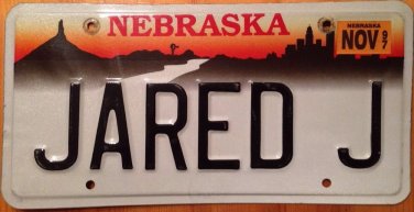 Nebraska Vanity JARED J license Plate Jered Jarrod Jerred Jarad Jarek Jareth Jar