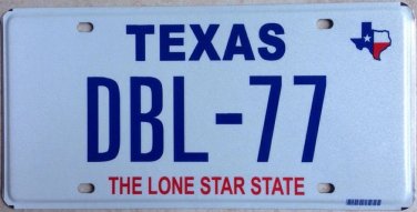 Texas vanity DouBLe 77 license plate Indian Drink Alcohol Cocktail Travolta 7 Up
