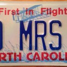 North Carolina vanity TO MRS Q license plate Queen Queenie Quinn Quick Quality