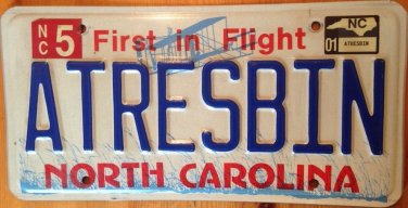 North Carolina vanity A TRES BIeN License Plate A VERY GOOD car French language