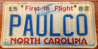 North Carolina vanity PAUL CO  License Plate Name Paulie Paolo Pablo Pauli Paulo