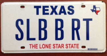 Texas vanity SLB B RT license plate TX tag name Bart Slob Bartholomew